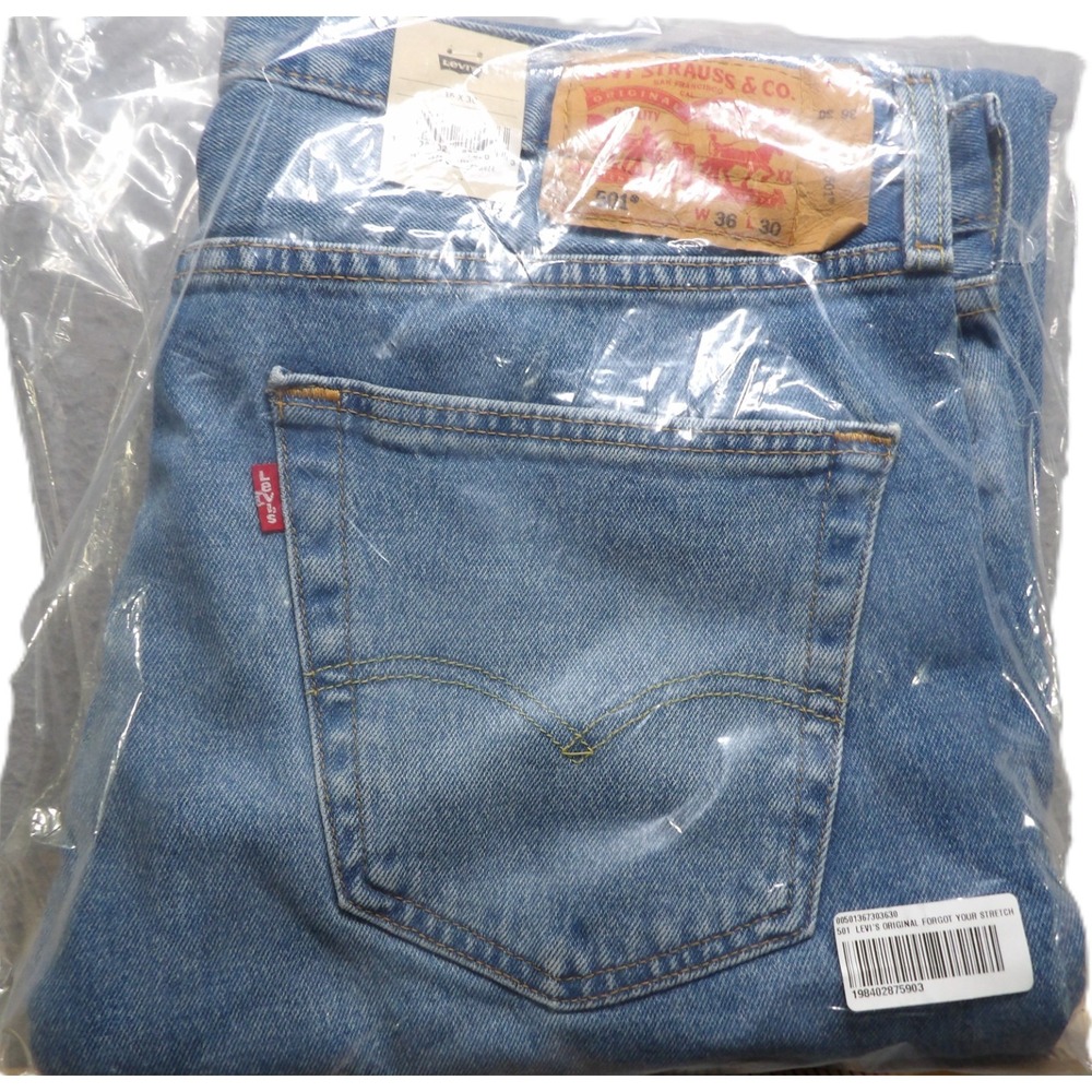 NWT Levi's 501 Jeans Men W36x30 Blue Original Straight Leg Comfort Stretch Denim